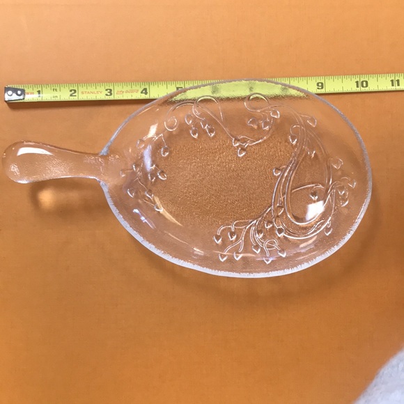 Vintage Frosted Glass Serving Dish with Handle - Picture 5 of 7